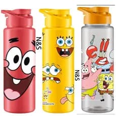 Garrafa Squeeze Plastico Infantil Criança Menino Menina Personagem Bob Esponja com tampa e alça 750ml