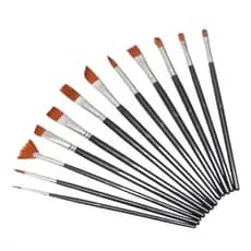 Kit 12 Pincel diferentes Nylon Artesanato Pintura Mdf Madeira Aquarela Tela Quadro