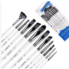 12 Pincel Nylon Pintura Mdf Madeira Aquarela Tela Quadro