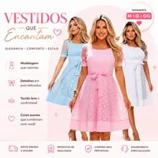 Vestido Midi Gode Canelado Com Tule Manga Bufante Acompanha Laço Para Amarrar