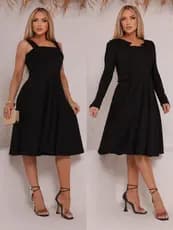 Vestido Rodado Feminino Midi Com Blazer 2 Peças Moda Evangelica, Casual