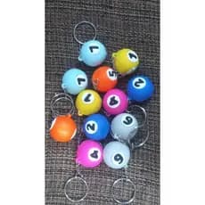 120 chaveiros bola de sinuca, material borracha