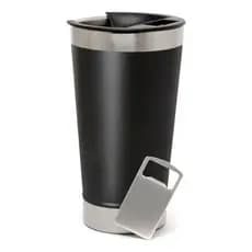 Copo Térmico Caneca Cerveja Com Tampa Abridor Cor Preto Liso