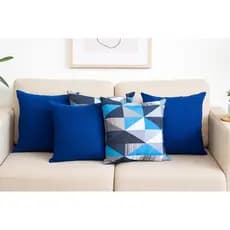 Kit 4 Capas Almofada Coleção Nova C/ Zíper Decorativas Azul - Linha Fina Smaluby
