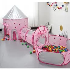 Toca Barraca Infantil Túnel 3x1 Piscina P/ Bolinhas Princesa Astronauta Cesta Basquete Brinquedo
