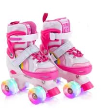 Patins Infantil Roller 4 Rodas Ajustável Leds Nas Rodinhas Lançamento