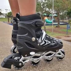 Patins Inline Roller Semi Profissional Base Alumínio Abec 7 +LED