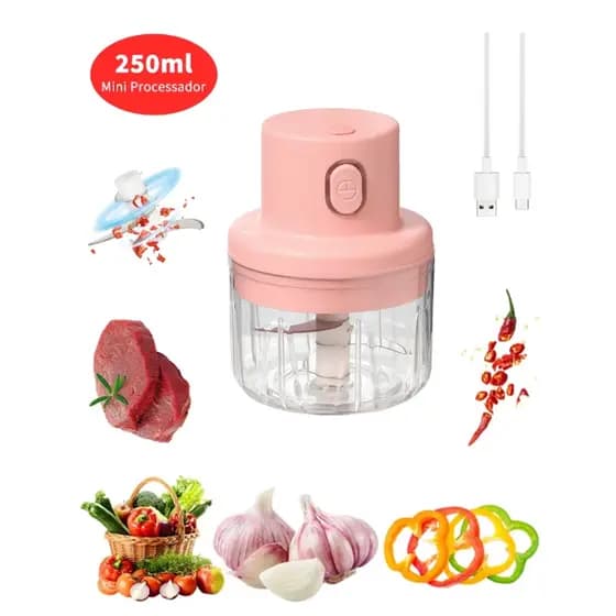 Mini Processador de Alimentos 250ml com Lâminas triturador de alimentos