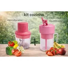kit cozinha mini copo liquidificador + mini processador / kit cozinha prático