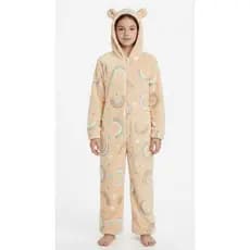 Pijama Macacão Infantil Inverno Plush Estampado com Capuz e Zíper Quentinho Estampas variedades 2 ao 8