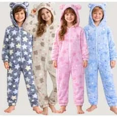 Pijama Macacão longo frio infantil juvenil soft