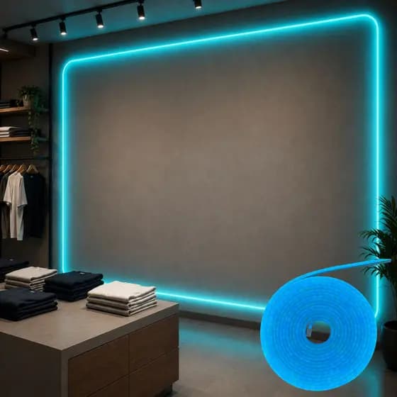 Mangueira LED Neon 12V 5 Metros IP65 12W/M Decorativa Flexível Cor Azul Gelo