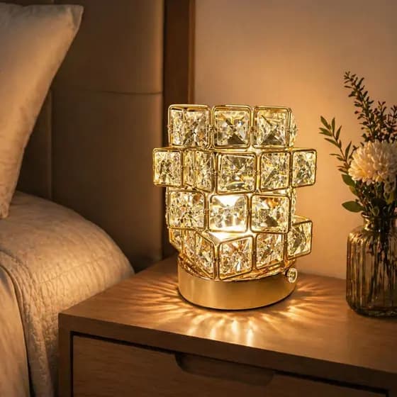 Luminária LED Cristal Decorativa USB 3W 3 Tons de Luz 3200K 4000K 6500K Abajur Moderno para Quarto Sala Mesa