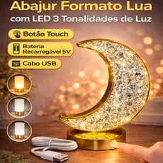 Abajur Lua LED Recarregável USB com 3 Níveis de Intensidade e Toque Sensível