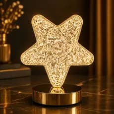 Luminária LED Estrela Cristal 3 Cores USB 5V/2A Abajur Decorativo Mesa Quarto Luz Quente Fria Neutra Toque