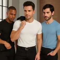 Kit Com 3 Camisetas Masculina Canelada Americana Slim Algodão Premium Ribana