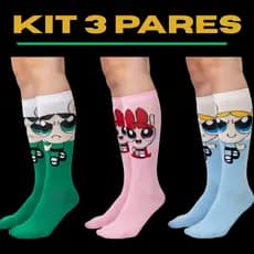 Kit 3 Meias Super Poderosas Academia 100% Algodão Esportivas Confortáveis Estampada