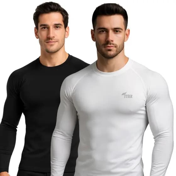 Kit 2 Blusas Térmicas Uv 50 Segunda Pele Manga Longa Unissex Praia Moto Pesca Casual Ciclista