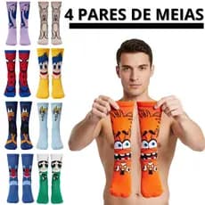 Kit 4 Pares de Meias | PERSONAGENS | Unissex – Confortáveis e Estilosas para Adultos