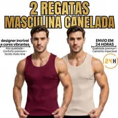 Kit 2 Regata Canelada Masculina Americana Camiseta Básica Modelo Americano Camisa Academia