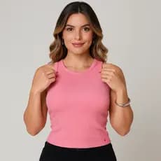 Regata Feminina Canelada Algodão com Elastano Ribana Blusinha Básica Estilosa