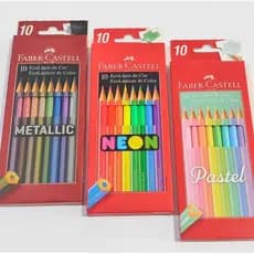 Lápis de cor Faber Castell 10 cores - Neon - Pastel - Metállic