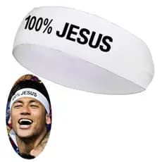 FAIXA DE CABELO 100% JESUS ESTILO NEYMAR CAMISA 10 DO SANTOS / MENINO NEY E BANDANA COR BRANCA Infantil Qualidade