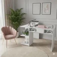 Mesa em L Profissional para Manicure com Sugador Embutido – Ideal para Salão