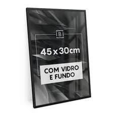 Moldura 45x30 Cm C/ Vidro Quadro Foto Retrato Mdf Para Emoldurar Quebra-cabeça Poster
