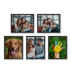 Kit 5 Porta Retratos 20x25 cm De Parede Moldura Composição de Fotos Família Viagem Fundo MDF