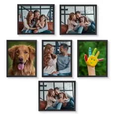 kit 6 Porta Retratos 20x25 cm De Parede Moldura Composição de Fotos Família Viagem Fundo MDF