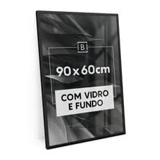 Moldura 90x60 Cm C/ Vidro Quadro Foto Retrato Mdf Para Emoldurar Quebra-cabeça Poster