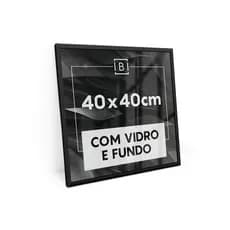 Moldura 40x40 Cm C/ Vidro Quadro Foto Retrato Mdf Para Emoldurar Quebra-cabeça Poster