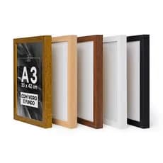 Kit 3 Moldura Premium A3 30x42 cm C/ Vidro Decorativo Para Certificado Fotos Parede Grande
