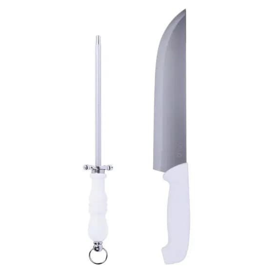 Kit Faca e Chaira em Aço Inox - Kala