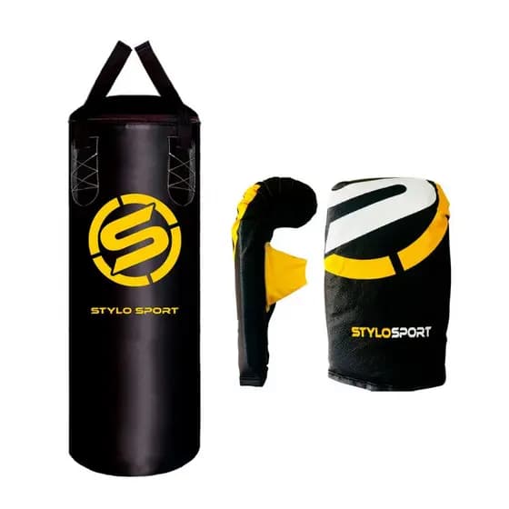 Saco de Pancada 70X90 Training Stylo Sport + Luva Infantil Amarelo Presente