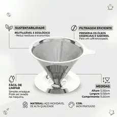 Coador de Café Inox 103 Filtro Reutilizável Ecológico - Lyor