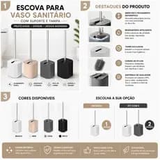 Escova Sanitária Dual com Suporte e Tampa - Design Moderno e Sistema Automático