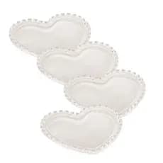 Prato De Coração Kit 4 Sobremesa Vidro Cristal Chumbo 18x15,5cm - Lyor
