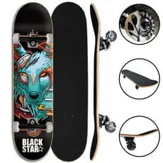 Skate semi profissional completo montado black star truck 139 roda 53mm