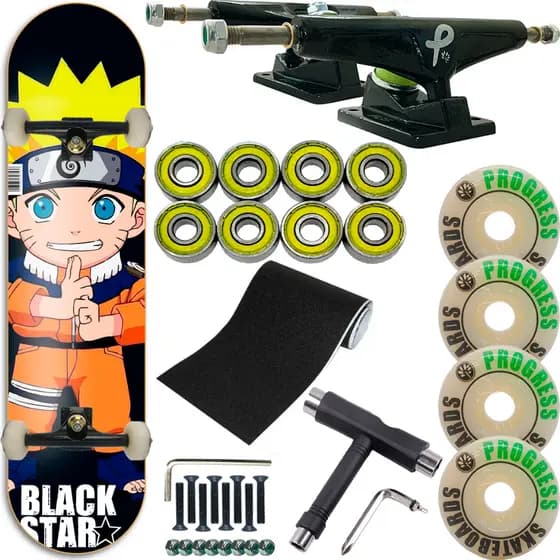 Skate Profissional Montado Black Star + Chave Manutenção