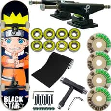 Skate Profissional Montado Black Star + Chave Manutenção