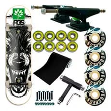 Skate Iniciante Completo C/ Chave Rolamento Abec 9 Truck 129 Wolf