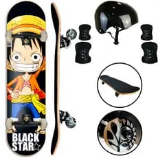 Skate Semi profissional Completo + Kit Proteção Unitoys Suporta Até 100kg