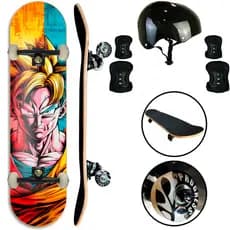 Skate semi profissional monatdo + Kit Proteção Suporta Até 100kg