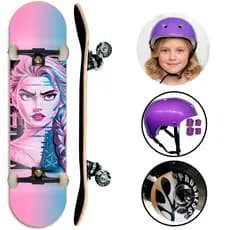 Skate feminino com kit de proteção Completo + Suporta Até 100kg