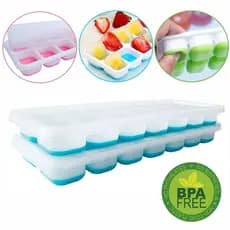 Kit 2 Formas de Gelo Sem Tampa Cubos Multiuso Silicone Flexível