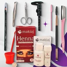 KIT DESIGNER SOBRANCELHAS HENNA MAKIAJ+NAVALHA+ESCOVINHA+PINÇA+TESOURA+PAQUÍMETRO+LÁPIS+PINCEL
