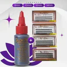 Kit Cola 30ml Salon Pro + Cílios Postiços 6D Mink New Show Tufos Sem Nó
