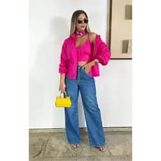 Conjunto Frio Feminino Blusa Manga Longa e Cropped Elegante Casual Moderno 2 Peças